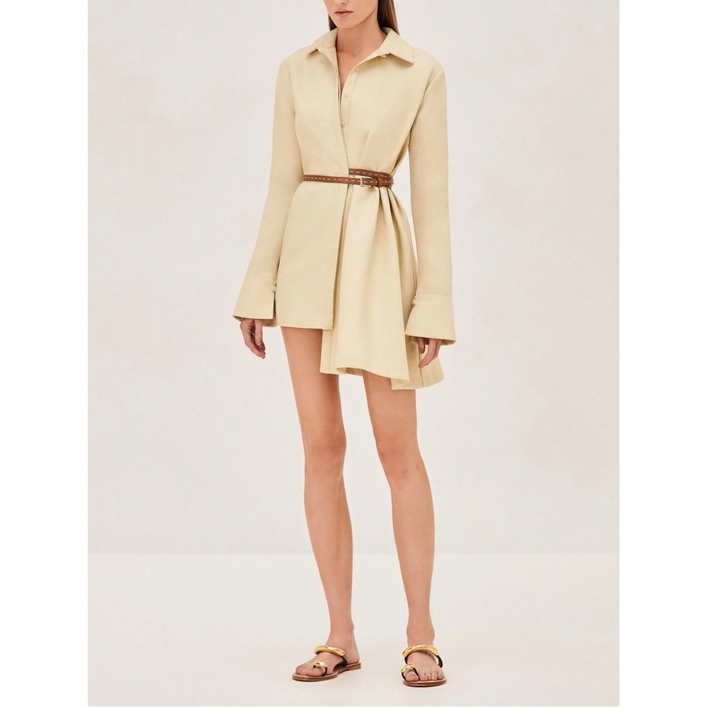 NWT ALEXIS Mini Long-Sleeve Belted Veni Shirt Dress